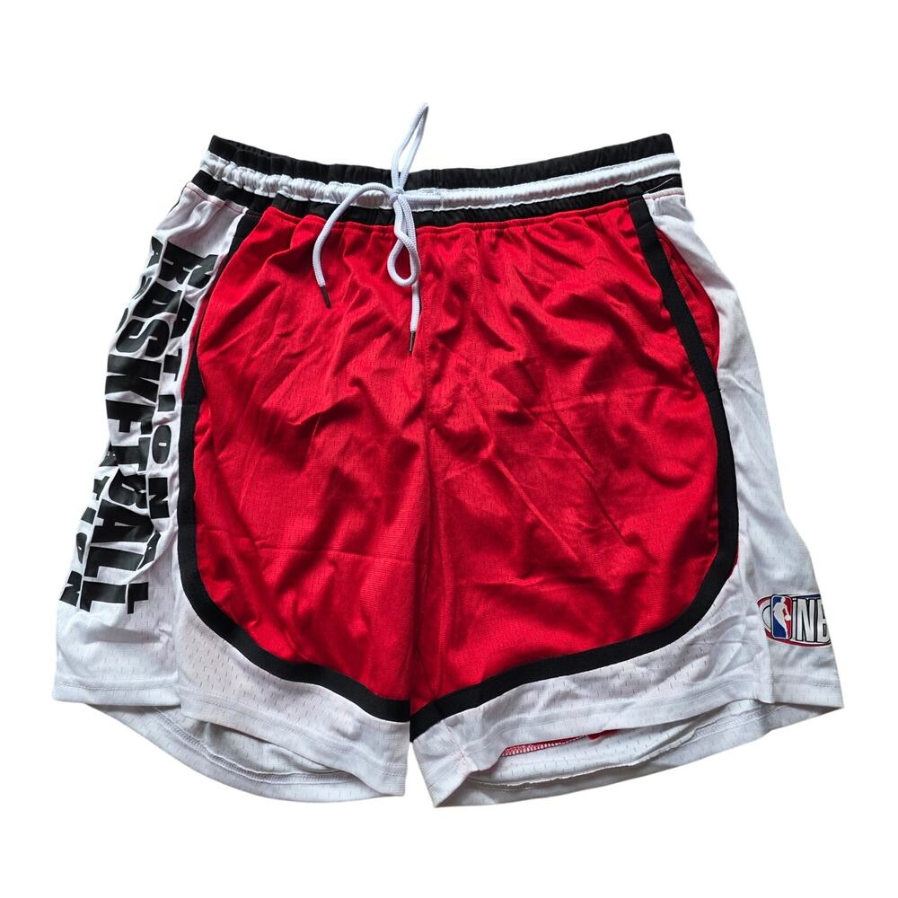 NBA Classic Basketball Shorts Red White Black Size L NWT Polyester